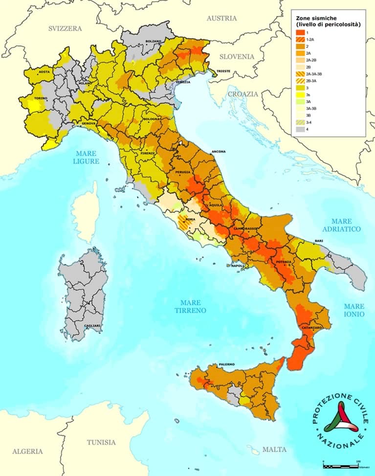 mappa zone sismiche italia